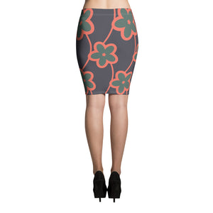 Dark Floral Pencil Skirt